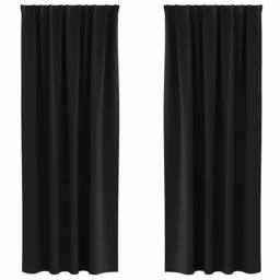 Berkfield Home Curtains with Curtains 2 pcs Black 245 x 140 cm Polyester - thumbnail 1