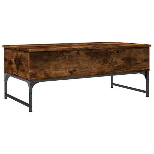 Berkfield Home Coffee Table Smoked Oak 100x50x40 cm Engineered Wood & Metal in Brown - Size: 100 x 50 x 40 cm - image 1