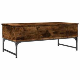 Berkfield Home Coffee Table Smoked Oak 100x50x40 cm Engineered Wood & Metal in Brown - Size: 100 x 50 x 40 cm - thumbnail 7