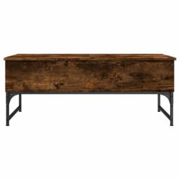 Berkfield Home Coffee Table Smoked Oak 100x50x40 cm Engineered Wood & Metal in Brown - Size: 100 x 50 x 40 cm - thumbnail 5
