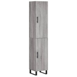 Berkfield Home Highboard Grey Sonoma 34.5x34x180 cm Engineered Wood - thumbnail 2