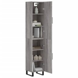 Berkfield Home Highboard Grey Sonoma 34.5x34x180 cm Engineered Wood - thumbnail 3