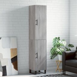 Berkfield Home Highboard Grey Sonoma 34.5x34x180 cm Engineered Wood - thumbnail 1