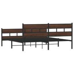 Berkfield Home Metal Bed Frame without Mattress Brown Oak 180x200 cm Super King - thumbnail 6
