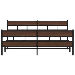 Berkfield Home Metal Bed Frame without Mattress Brown Oak 180x200 cm Super King - thumbnail 4