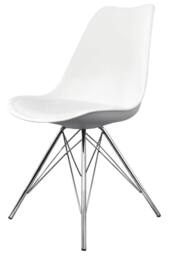 Fusion Living Set of 4 Soho Plastic Dining Chairs with Chrome Metal Legs in White - thumbnail 2