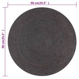 Berkfield Home Handmade Rug Jute Round 90 cm Dark Grey - Size: 100 cm diameter - thumbnail 6