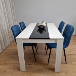 KOSY KOALA Dining Table & 4 Chairs Set White Black Table With 4 Blue Velvet Chairs Dining Room Furniture in Brown - thumbnail 9