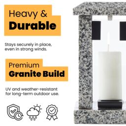 Novecrafto Large Granite Memorial Lantern Funeral Cemetery Grave Ornaments in Grey - thumbnail 2