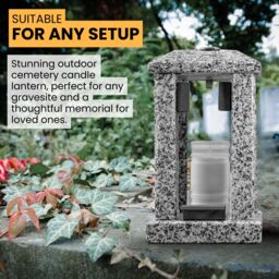 Novecrafto Large Granite Memorial Lantern Funeral Cemetery Grave Ornaments in Grey - thumbnail 4