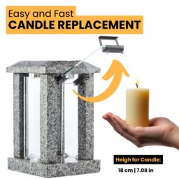 Novecrafto Large Granite Memorial Lantern Funeral Cemetery Grave Ornaments in Grey - thumbnail 7