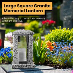 Novecrafto Large Granite Memorial Lantern Funeral Cemetery Grave Ornaments in Grey - thumbnail 8