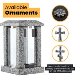 Novecrafto Large Granite Memorial Lantern Funeral Cemetery Grave Ornaments in Grey - thumbnail 5