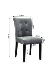 Tufted Velvet Chair Dining Chair with Nailhead Trim in Light Grey - thumbnail 5