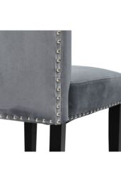 Tufted Velvet Chair Dining Chair with Nailhead Trim in Light Grey - thumbnail 4