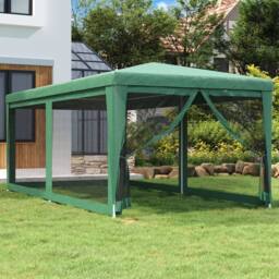 Berkfield Home Party Tent with 6 Mesh Sidewalls Green 3x6 m HDPE - thumbnail 2