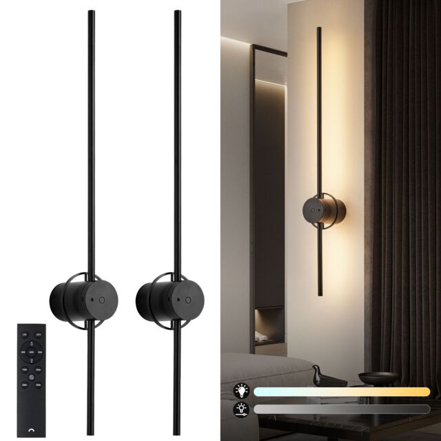 Harper Living Battery Operated Wall Light, USB Rechargeable Wall Lamp with Remote & Touch - 2 pack in Black - image 1