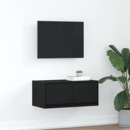 Berkfield Home TV Cabinet Black Oak 60x31x25.5 cm Engineered Wood - thumbnail 2