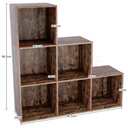 Home Discount Vida Designs Durham 6 Cube Staircase Storage Unit Bookcase 965 x 965 x 290 mm in Dark Brown - thumbnail 2