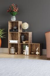 Home Discount Vida Designs Durham 6 Cube Staircase Storage Unit Bookcase 965 x 965 x 290 mm in Dark Brown - thumbnail 5