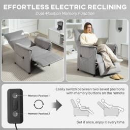HOMCOM Electric Reclining Chair w/ Remote, Power Recliner for Elderly in Grey - Size: 1 Seater - thumbnail 5