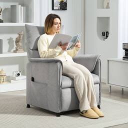 HOMCOM Electric Reclining Chair w/ Remote, Power Recliner for Elderly in Grey - Size: 1 Seater - thumbnail 1