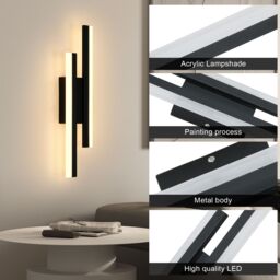 Pheashine Modern LED acrylic wall lamp, Warm light 3000K Length 40cm Indoor use in Black - thumbnail 7