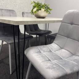 KOSY KOALA Dining Table With 6 Chairs Modern Grey Dining Table Set With 6 Grey Velvet Chairs Dining Room Furniture in Brown - thumbnail 9