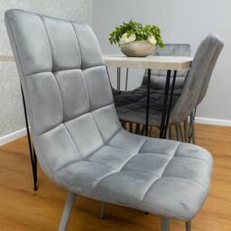 KOSY KOALA Dining Table With 6 Chairs Modern Grey Dining Table Set With 6 Grey Velvet Chairs Dining Room Furniture in Brown - thumbnail 5