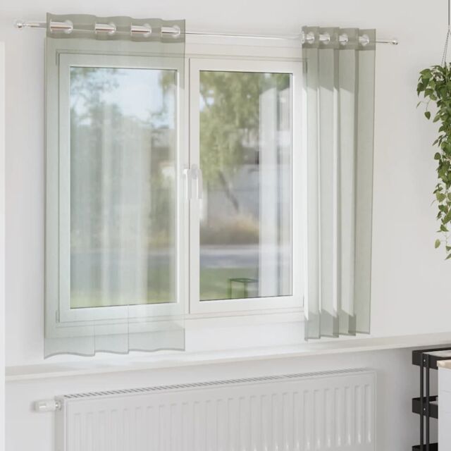 Berkfield Home Voile Curtains with Grommets 2 pcs Light Grey 140x175 cm - image 1