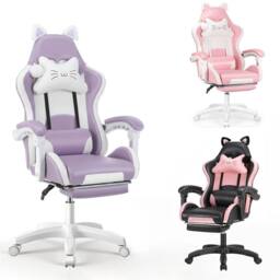 NESTLUNE Pink Gaming Chair with Cat Ears Height Adjustable - Size: 100 cm x 100 cm - thumbnail 1