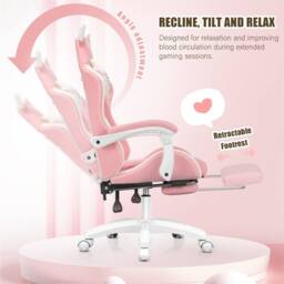 NESTLUNE Pink Gaming Chair with Cat Ears Height Adjustable - Size: 100 cm x 100 cm - thumbnail 4