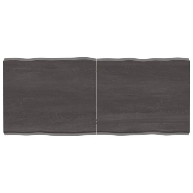 Berkfield Home Table Top Dark Grey 140x60x(2-6) cm Treated Solid Wood Live Edge in Brown - image 1