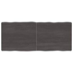 Berkfield Home Table Top Dark Grey 140x60x(2-6) cm Treated Solid Wood Live Edge in Brown - thumbnail 1