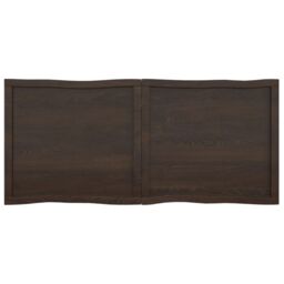 Berkfield Home Table Top Dark Grey 140x60x(2-6) cm Treated Solid Wood Live Edge in Brown - thumbnail 3