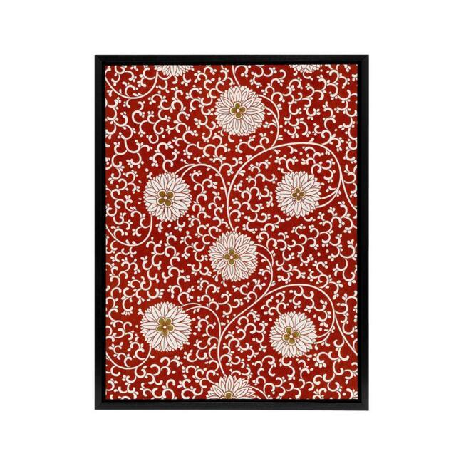 "Artery8 Owen Jones Floral Filigree Pattern in Red Framed Canvas Wall Art Print - Size: W12"" x H16""" - image 1