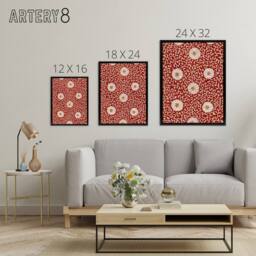 "Artery8 Owen Jones Floral Filigree Pattern in Red Framed Canvas Wall Art Print - Size: W12"" x H16""" - thumbnail 4