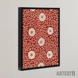 "Artery8 Owen Jones Floral Filigree Pattern in Red Framed Canvas Wall Art Print - Size: W12"" x H16""" - thumbnail 2