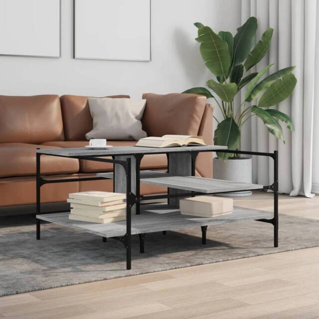 Berkfield Home Decorative Coffee Table Grey Sonoma 100x100x48.5 cm Engineered¬†Wood - image 1
