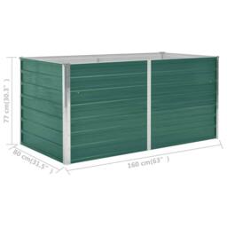 Berkfield Home Raised Garden Bed 160x80x77 cm Galvanised Steel Green - Size: 160 x 80 x 77 cm - thumbnail 7