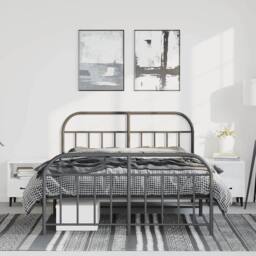 Berkfield Home Metal Bed Frame with Headboard & Footboard Black 135x190 cm Double - thumbnail 4