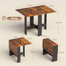 HOMCOM Wooden Folding Table Writing Desk in Brown - thumbnail 3
