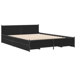 Berkfield Home Bed Frame with Drawers without Mattress Black 135x190 cm Double - thumbnail 3