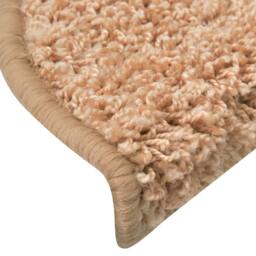 Berkfield Home Carpet Stair Treads 15 pcs Gold 56x17x3 cm in Light Beige - Size: Medium - thumbnail 8