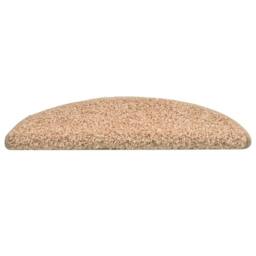 Berkfield Home Carpet Stair Treads 15 pcs Gold 56x17x3 cm in Light Beige - Size: Medium - thumbnail 7