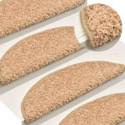 Berkfield Home Carpet Stair Treads 15 pcs Gold 56x17x3 cm in Light Beige - Size: Medium - thumbnail 2