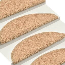 Berkfield Home Carpet Stair Treads 15 pcs Gold 56x17x3 cm in Light Beige - Size: Medium - thumbnail 4