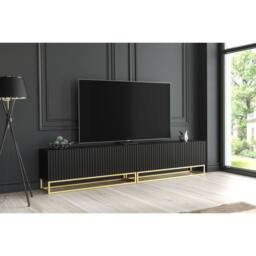 Mex Furniture LTD TV Unit Ripple Duo 200cm - Black with Fluted Doors - thumbnail 7