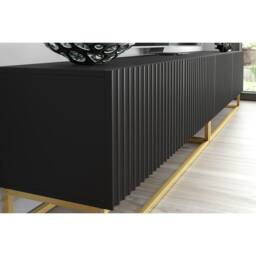 Mex Furniture LTD TV Unit Ripple Duo 200cm - Black with Fluted Doors - thumbnail 5