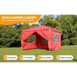 Hinsinc Red 3x3m Gazebo Tent Waterproof Party - Size: 0.6m2 - thumbnail 3